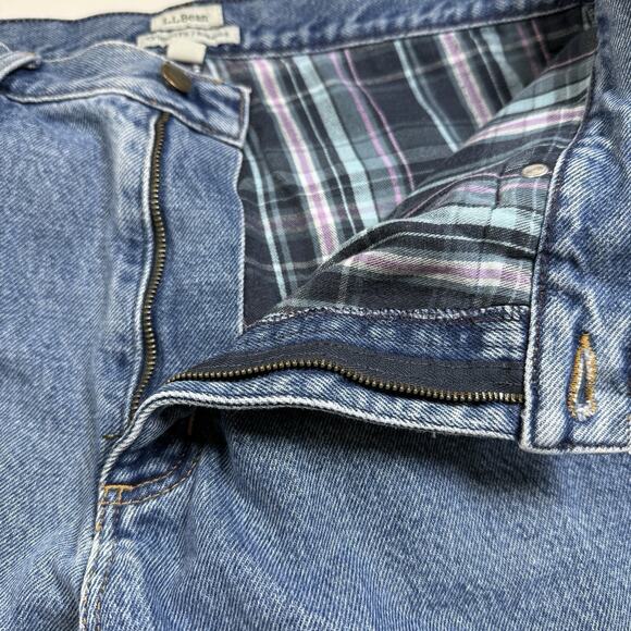 LL Bean Womens Double L Jeans Ultra High Rise Tapered Leg Flannel Lined Sz 14 P - Picture 6 of 10